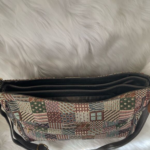 SAS multi color fabric tapestry with gray leather trim adjustable should… - Picture 4 of 14